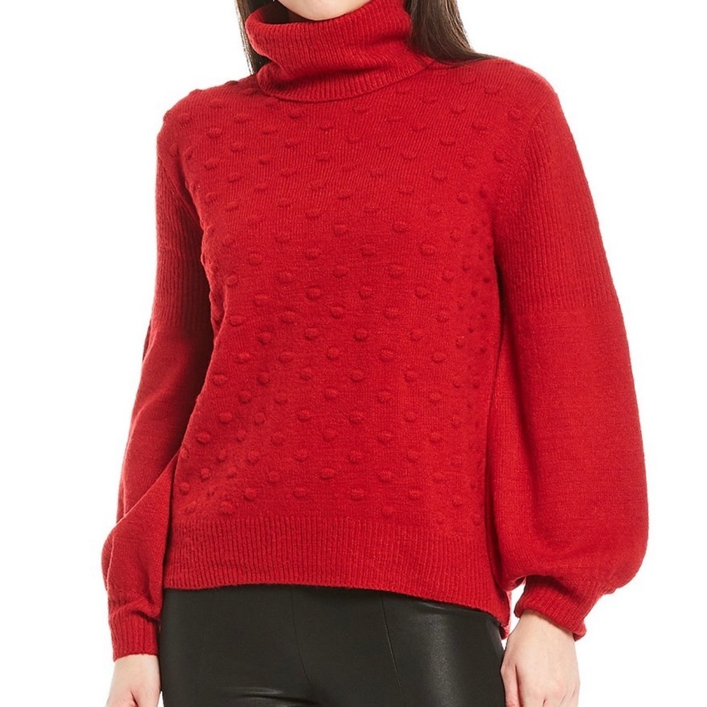 NWOT Gibson Latimer Red Popcorn polka Dot Sweater